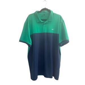 Nike Golf Dri-FIT Polo Shirt Men's XXL Green & Navy Blue #6432